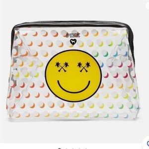 Victoria's Secret Pink Emoji Smiley Face Clear Cosmetic Beauty bag